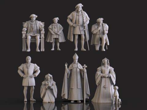 Medieval Nobility Clergy Figures Renaissance Royal Court STL 3D print model 3D Print Model