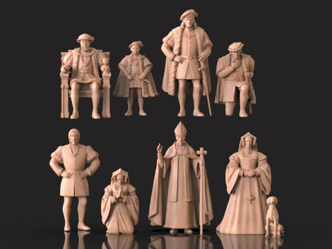Medieval Nobility Clergy Figures Renaissance Royal Court STL 3D print model 3D Print Model