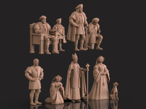 Medieval Nobility Clergy Figures Renaissance Royal Court STL 3D print model 3D Print Model