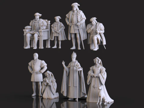 Medieval Nobility Clergy Figures Renaissance Royal Court STL 3D print model 3D Print Model