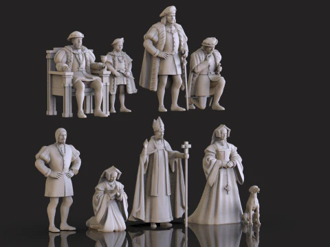 Medieval Nobility Clergy Figures Renaissance Royal Court STL 3D print model 3D Print Model