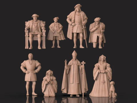 Medieval Nobility Clergy Figures Renaissance Royal Court STL 3D print model 3D Print Model