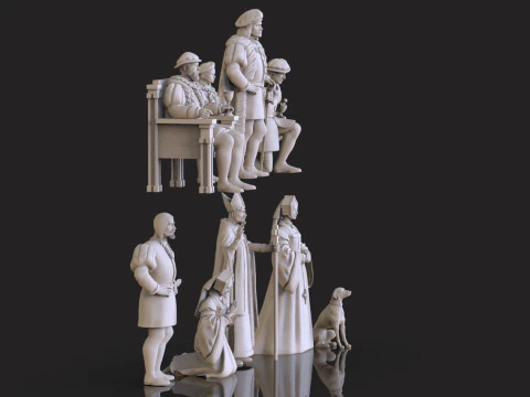 Medieval Nobility Clergy Figures Renaissance Royal Court STL 3D print model 3D Print Model