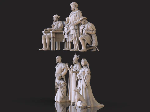 Medieval Nobility Clergy Figures Renaissance Royal Court STL 3D print model 3D Print Model