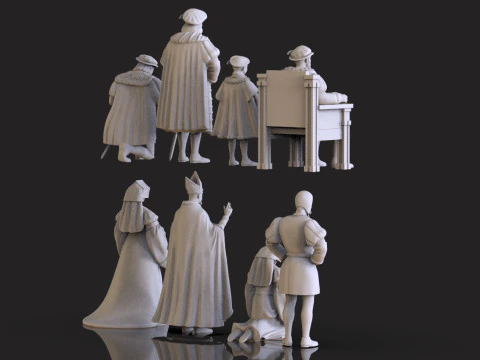 Medieval Nobility Clergy Figures Renaissance Royal Court STL 3D print model 3D Print Model