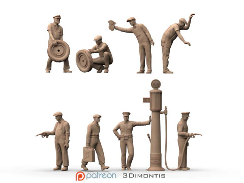 Персонал АЗС для 3D-друку STL Рисунок 1-16 Масштабна модель діорами 3D Принт Модель