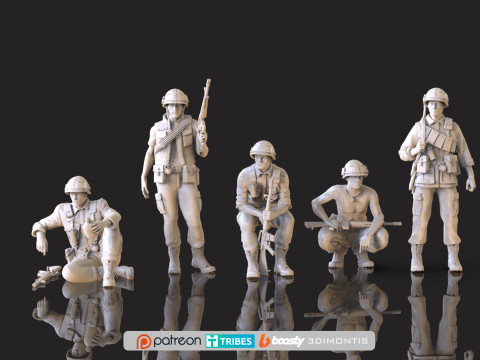 Amerikaanse soldaten Vietnamoorlog 116 schaal Amerikaanse infanteriecijfers 3D Print STL 3D Model