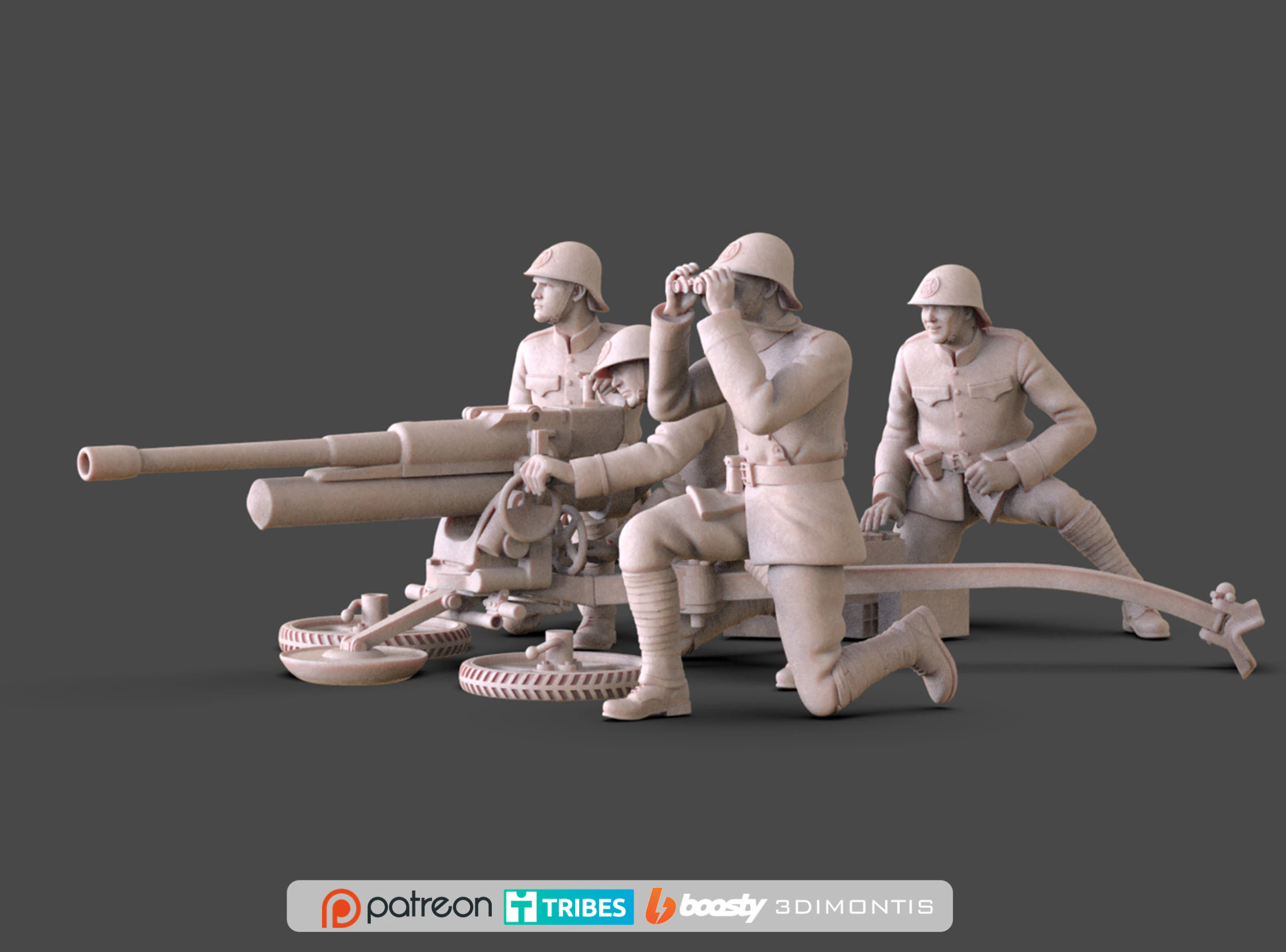 Modello di stampa 3D del cannone anticarro Bohler dei soldati olandesi della Seconda Guerra Mondiale Modello di stampa 3D .c4d .max .obj .3ds .fbx .stl .blend 