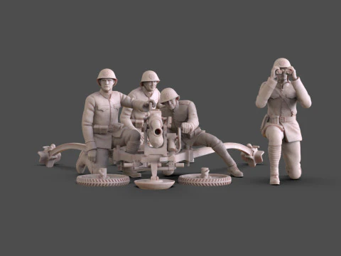 Modello di stampa 3D del cannone anticarro Bohler dei soldati olandesi della Seconda Guerra Mondiale Modello di stampa 3D
