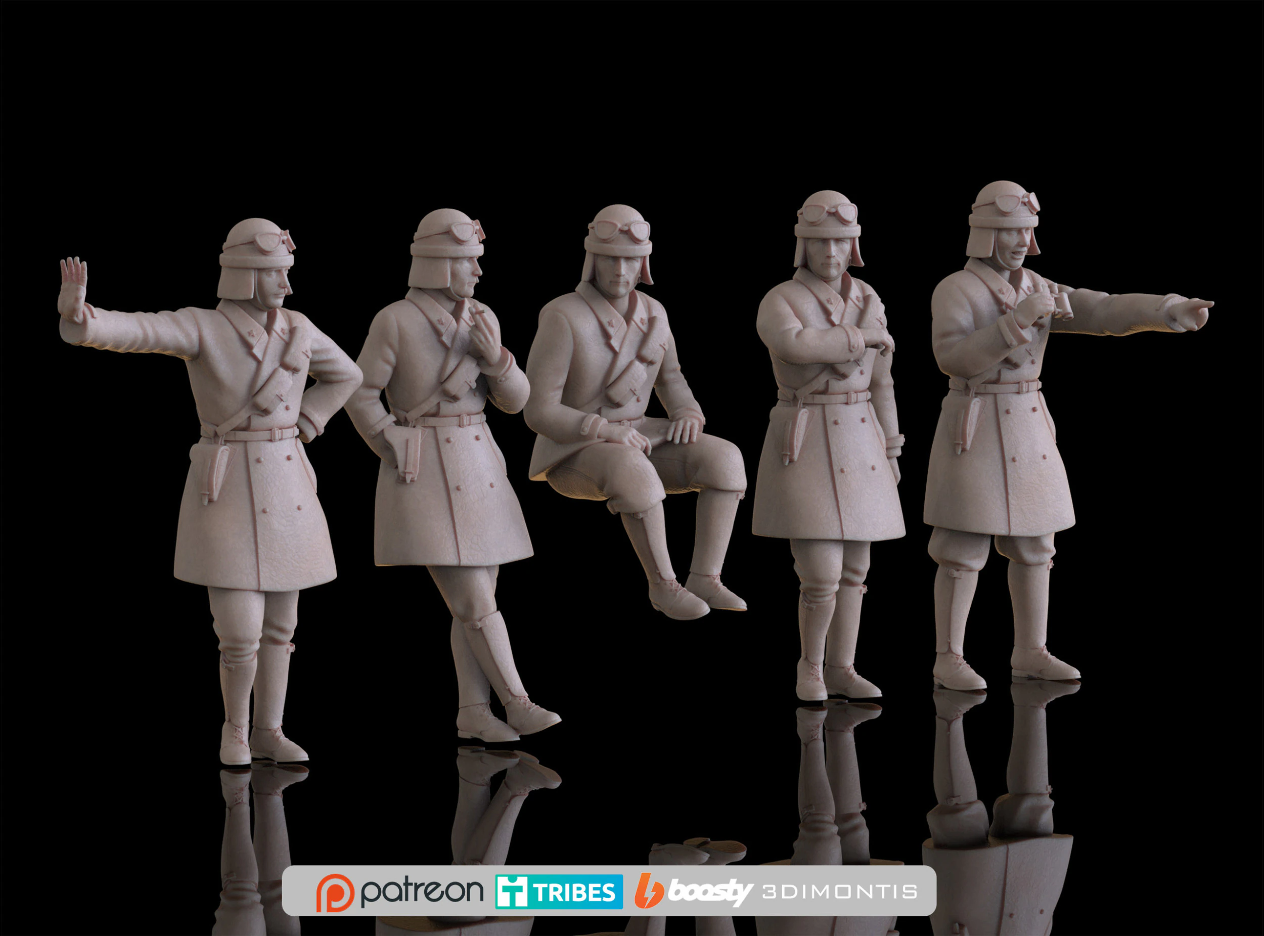 Modelos STL 3D da tripula&ccedil;&atilde;o de tanque italiana da segunda guerra mundial para impress&atilde;o 3D Modelo de Impressão 3D .c4d .max .obj .3ds .fbx .stl .blend 