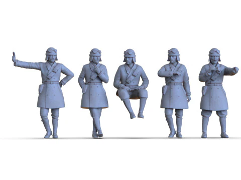Modelos STL 3D da tripula&ccedil;&atilde;o de tanque italiana da segunda guerra mundial para impress&atilde;o 3D Modelo de Impressão 3D