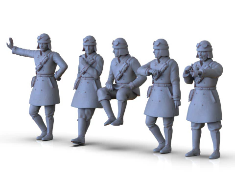 Modelos STL 3D da tripula&ccedil;&atilde;o de tanque italiana da segunda guerra mundial para impress&atilde;o 3D Modelo de Impressão 3D
