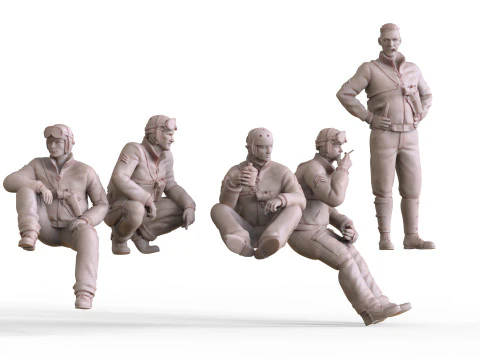 Arquivo STL da escala 116 dos soldados da tripula&ccedil;&atilde;o do tanque dos EUA para impress&atilde;o 3D Modelo de Impressão 3D