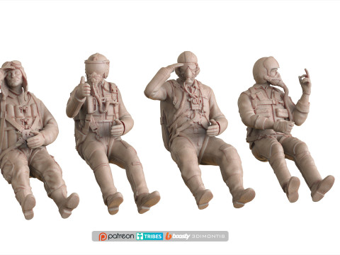 WWII Japanese Pilot Modern USA - Italy - France Pilots Scale 116 STL Files for 3D Printing 3D Print Model