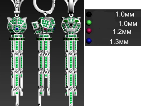 Earrings panther 3D Print Model