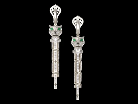 Earrings panther 3D Print Model