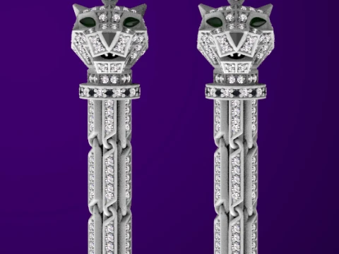 Earrings panther 3D Print Model