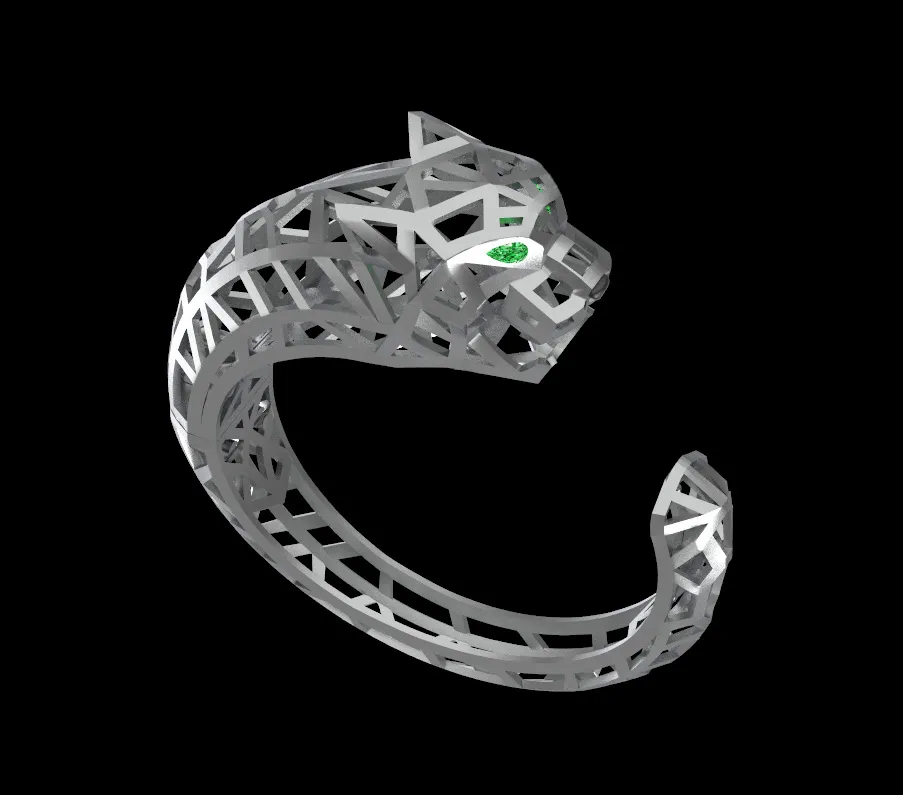 Bracelet panther 3D Print Model .c4d .max .obj .3ds .fbx .stl .blend 