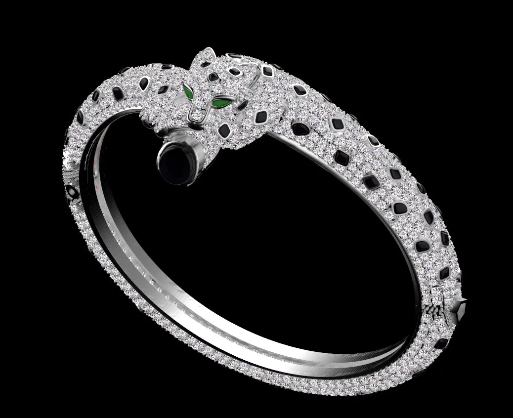 Bracelet panther 3D Print Model .c4d .max .obj .3ds .fbx .stl .blend 