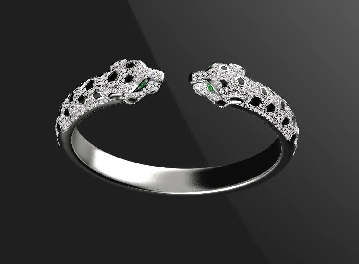 Bracelet panther 3D Print Model .c4d .max .obj .3ds .fbx .stl .blend 
