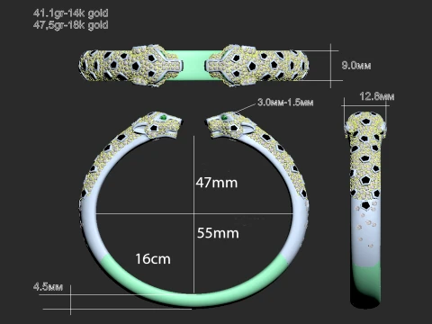 Bracelet panther 3D Print Model