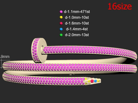 Nail Bracelet 3D Print Model