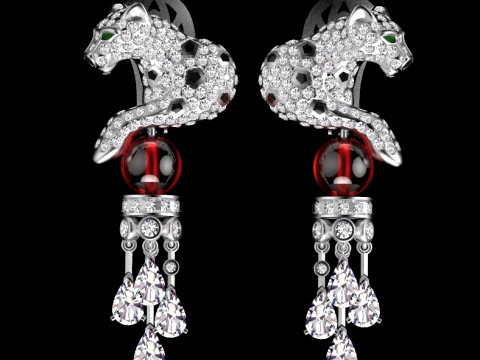 Earrings panther 3D Print Model