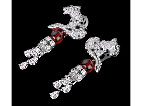 Earrings panther 3D Print Model