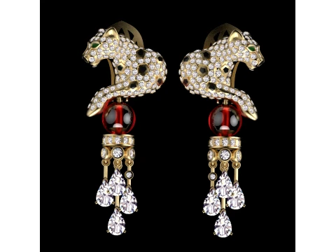 Earrings panther 3D Print Model
