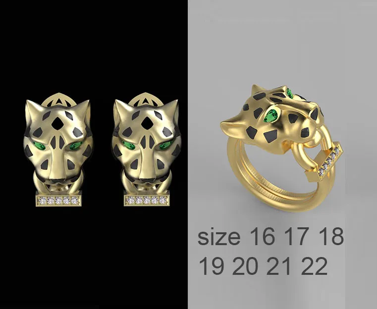 Ring Earrings Panther 3D Print Model .c4d .max .obj .3ds .fbx .stl .blend 