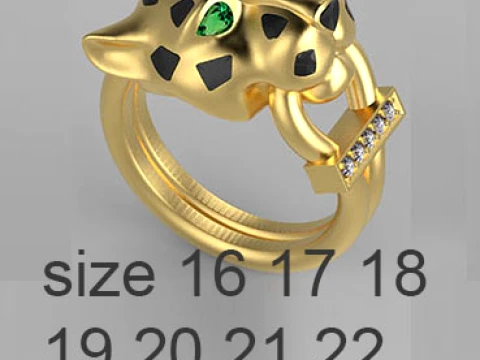 Ring Earrings Panther 3D Print Model