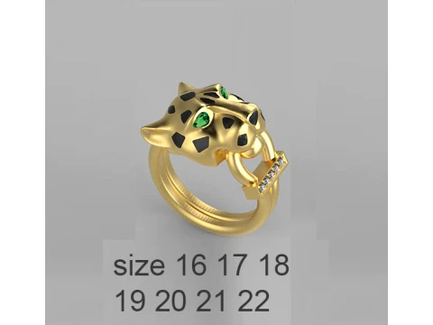 Ring Earrings Panther 3D Print Model