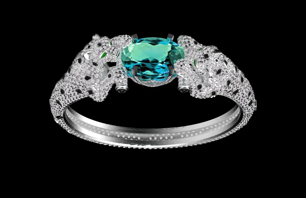 Bracelet panther 3D Print Model .c4d .max .obj .3ds .fbx .stl .blend 