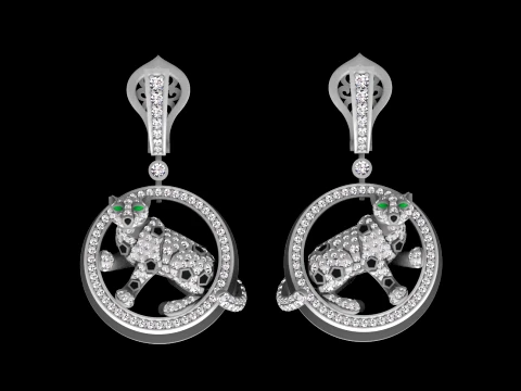 Earrings panther 3D Print Model