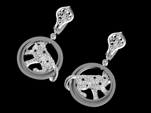 Earrings panther 3D Print Model