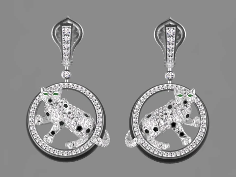 Earrings panther 3D Print Model