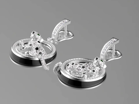 Earrings panther 3D Print Model