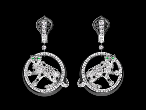 Earrings panther 3D Print Model