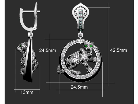Earrings panther 3D Print Model