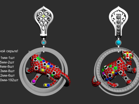 Earrings panther 3D Print Model