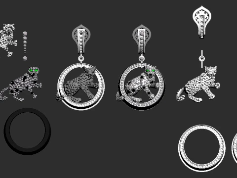 Earrings panther 3D Print Model