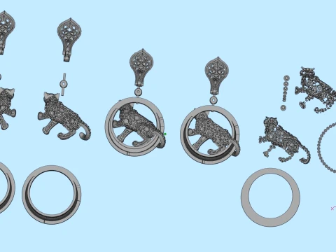 Earrings panther 3D Print Model
