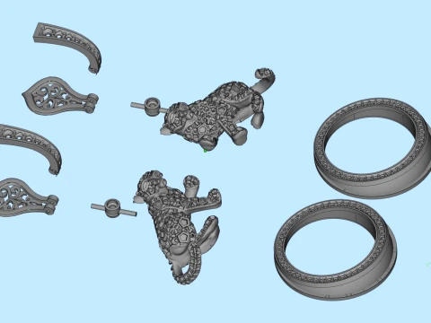 Earrings panther 3D Print Model