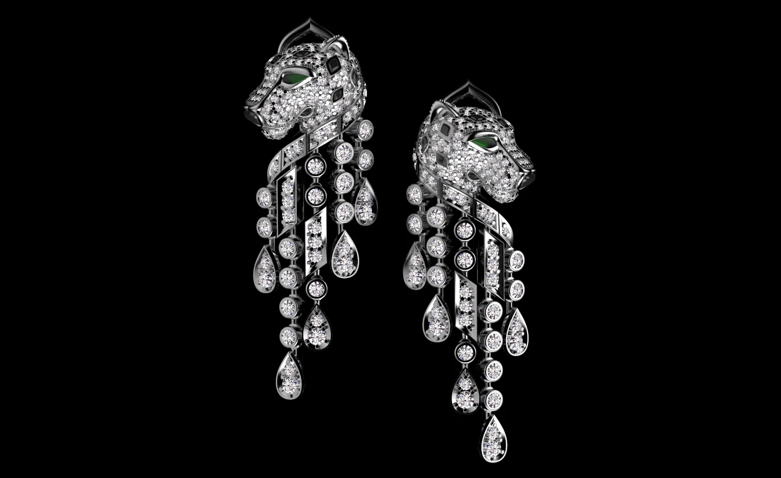 Earrings panther 3D Print Model .c4d .max .obj .3ds .fbx .stl .blend 
