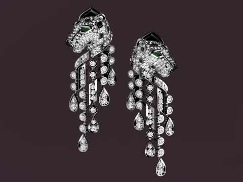 Earrings panther 3D Print Model