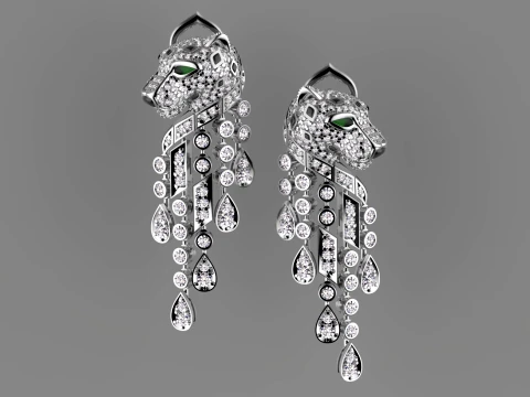 Earrings panther 3D Print Model
