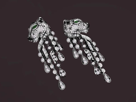 Earrings panther 3D Print Model
