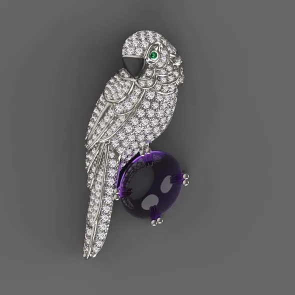 Brooch parrot 3D Print Model .c4d .max .obj .3ds .fbx .stl .blend 
