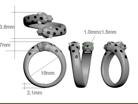 Ring Panther 3D Print Model