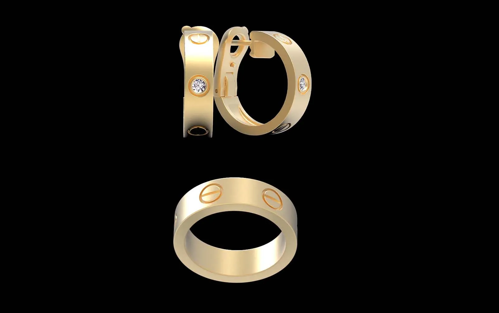 Earrings ring screw 3D Print Model .c4d .max .obj .3ds .fbx .stl .blend 